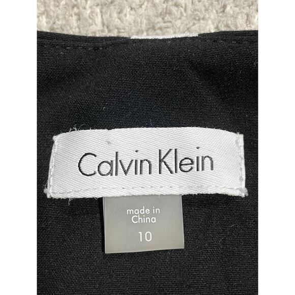 Calvin Klein Sleevelss Sheath Dress Full Zip Knee Length Womens 10 Black Stretch - Picture 2 of 11